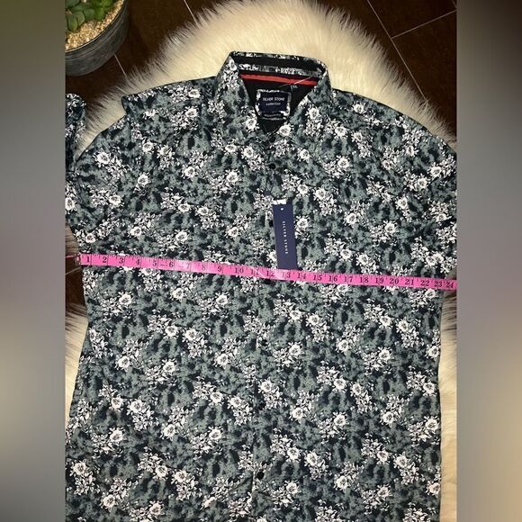 Silver Stone Collection Modern Fit Floral Long Sleeve Blue Shirt XXL  MSRP $149 - Picture 5 of 7